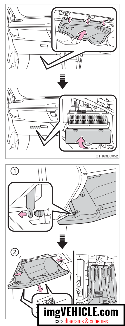 Ubicación del panel de instrumentos del lado del pasajero de la caja de fusibles del Toyota Corolla XI E170